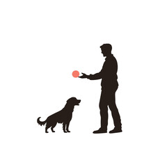  person playing fetch with a dog flat vector