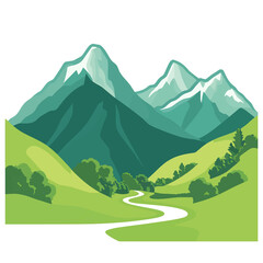 A scenic mountain range with hiking trails and vistas. vector