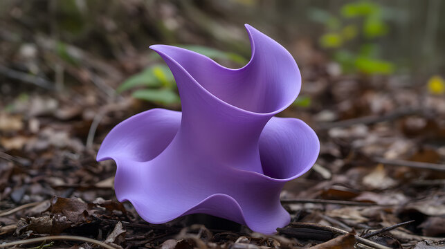 A solitary violet cyclamen bloom with its upward-curving petals gracefully standing against a shaded forest floor.