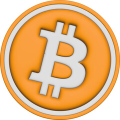 bitcoin-btc cryptocurrency logos on abstract background. 3d illustrations.