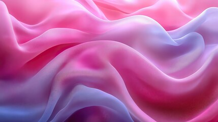 Obraz premium Pink abstract and wavy fabric background with material and cloth for creative design, folds in chiffon silk textile wallpaper, flow for art synthetic pattern, delicate texture