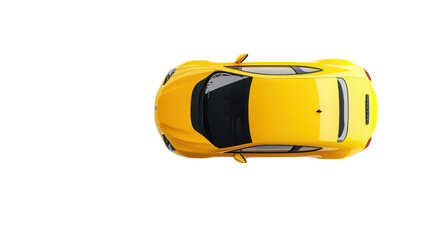 Top view of a yellow car, transparent background