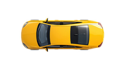 Top view of a yellow car, transparent background