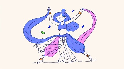 Obraz premium Joyful Dancer Illustration, A Celebration of Movement and Color