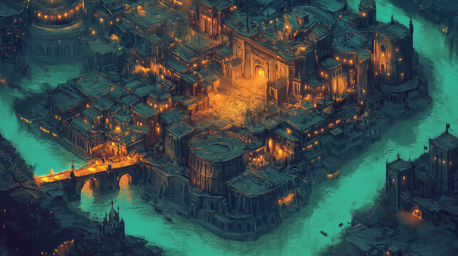 Fantasy Concept Art of Majestic Cities at Sunset