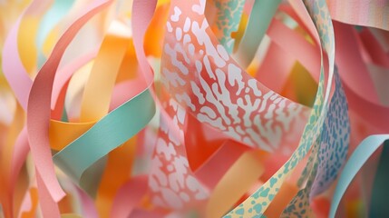 Fototapeta premium Colorful Decorative Ribbons in Soft Pastel Shades for Crafts