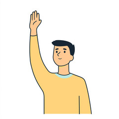 Fototapeta premium simple man Raising hand eager to ask a question vector