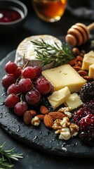 Colorful fruit platter featuring fresh melon, strawberries, and assorted cheeses for a summer gathering