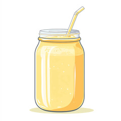 A refreshing smoothie in a mason jar with a straw. vector