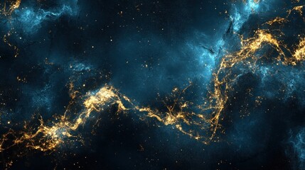 Fototapeta premium Cosmic Energy Flow: A breathtaking nebula with swirling gold and blue hues, depicting the dynamic forces of the universe.