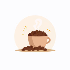 Line Art Vector of Coffee Beans  Minimalist Illustration