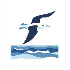 seagull flying over the ocean vector