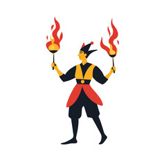  simple vector of street performer juggling flaming torches