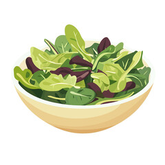  minimalist vector of A close-up of a bowl of mixed greens with a vinaigrette.