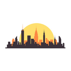  A stunning view of a city skyline during golden hour. minimal vector