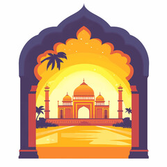  simple A stunning view of a historical site at dusk. vector