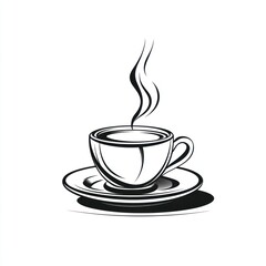 Obraz premium A steaming cup of coffee sits on a saucer