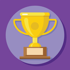 Trophy Flat Design Education Icon with Side Shadow