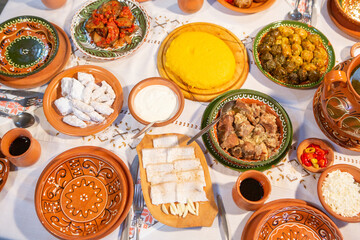 fresh traditional Romanian food served in a rustic restaurant from the Republic of Moldova.