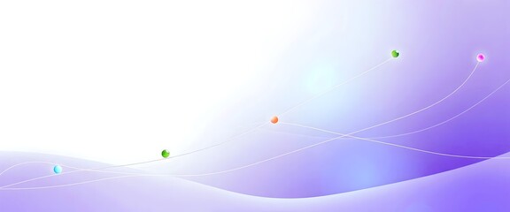 Light Abstract Curves with Colorful Spheres on a White Background