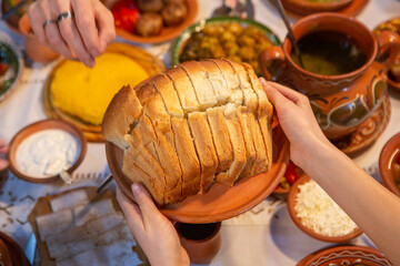 fresh traditional Romanian food served in a rustic restaurant from the Republic of Moldova.