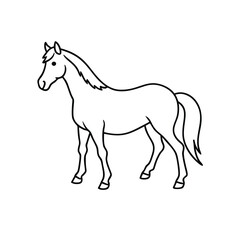 a line drawing of a horse standing on all fours.