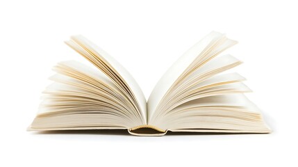 Obraz premium Open white blank book on white background. Top view