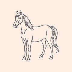 Obraz premium a line drawing of a horse standing on all fours.