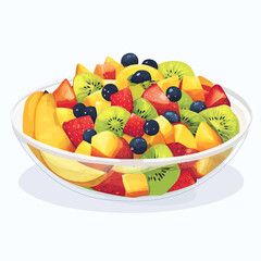  A colorful fruit salad served in a clear bowl. minimal vector