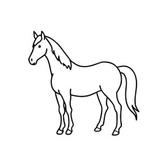 a line drawing of a horse standing on all fours.