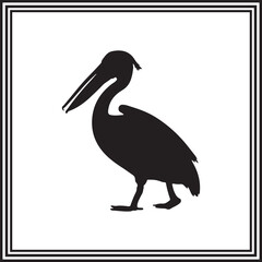 A pelican bird silhouette illustration isolated on white background.