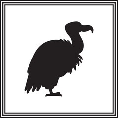 Vector Ostrich silhouette on white background, wildlife animal silhouette.