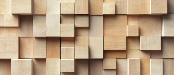 wood paneled walls with a natural wood finish. Wallcovering of wooden, tiled, and square blocks
