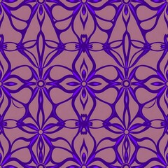 Fototapeta premium Purple Floral Pattern: A seamless pattern of purple flowers on a pink background. Perfect for digital prints, fabric design, or a touch of elegance in your project. 