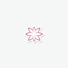 Flower lotus icon sticker isolated on gray background