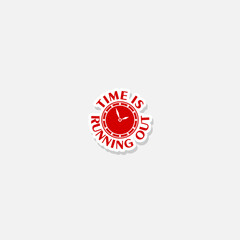 Time is running out icon sticker isolated on gray background