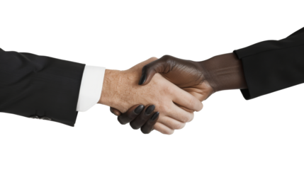 African businessman's hand shaking white businessman's hand, isolated, png, transparent, clipart, transparent background, cutout, cut-out
