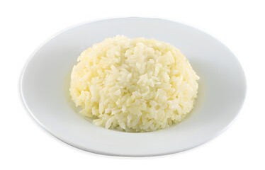Rice pilaf on a plate on transparent background.