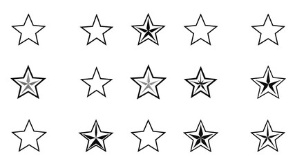 Set of stars icon, star symbol collection, black and white color Generative AI