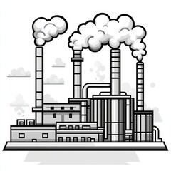 Industrial Factory Complex Emits Smoke into the Sky