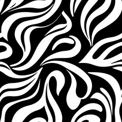 Obraz premium Abstract Swirls: Black and White Seamless Pattern 