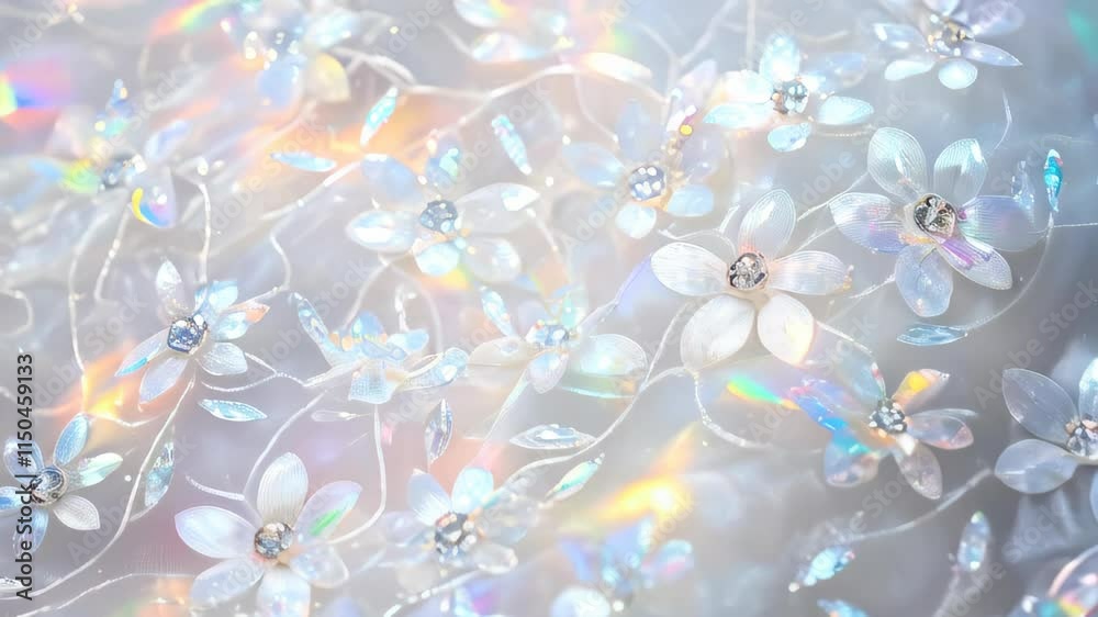 Aufkleber dazzling floral patterns shine in delicate fabric creation at a vibrant artisan workshop