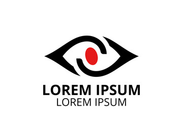 eye logo with red dot and simple style. for clinic or healthcare and any business