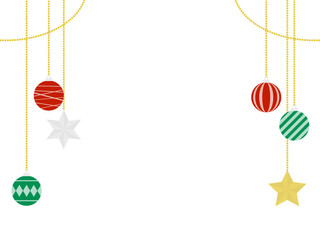 フラットクリスマスボール＆スターオーナメントフレームF：カラフル