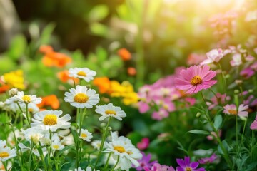Fototapeta premium Colorful Wildflowers in a Sunny Garden