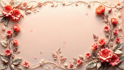 Frame with red flowers