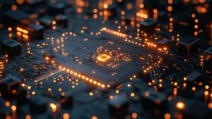 Fototapeta premium This digital circuit board pattern symbolizes futuristic technology and innovation in electronics, energy, and network systems