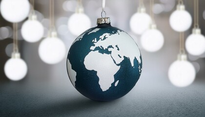 Hanging Blue Globe Ornament for Seasonal Decor
