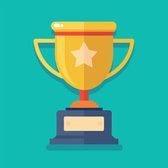 Trophy Flat Design Education Icon with Side Shadow