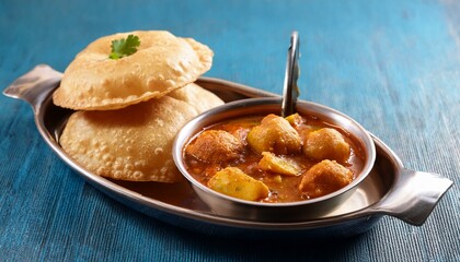 Generated image Poori Masala or potato curry with fried puri